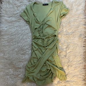 green double tie dress from shein